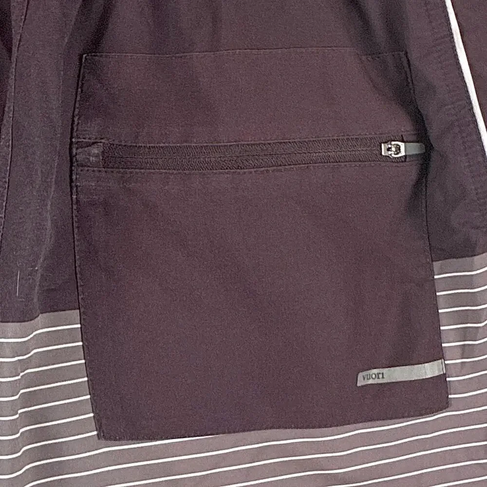 Vuori Shorts Mens S Burgundy Brown Stripe Trail Preppy Outdoors Training Workout